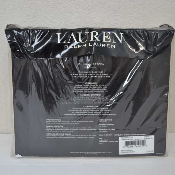 Ralph Lauren Oat Dunham Queen Sheet Set - Picture 2 of 2